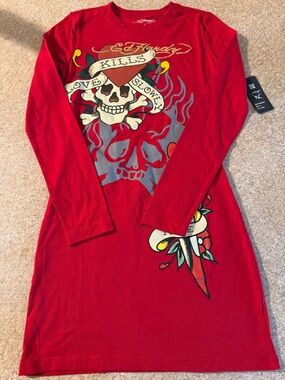 Ed Hardy | Dresses | Never Worn Very Unique Ed Hardy Dress With Ty In The  Back Long Sleeve | Poshmark